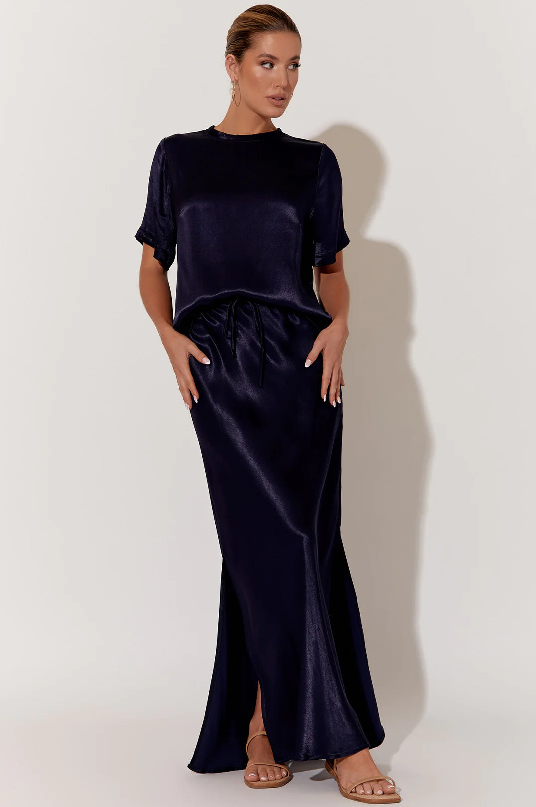JESS SATIN SKIRT (MIDNIGHT)