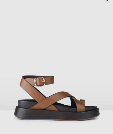 Mack Flat Sandals Dark Tan Leather