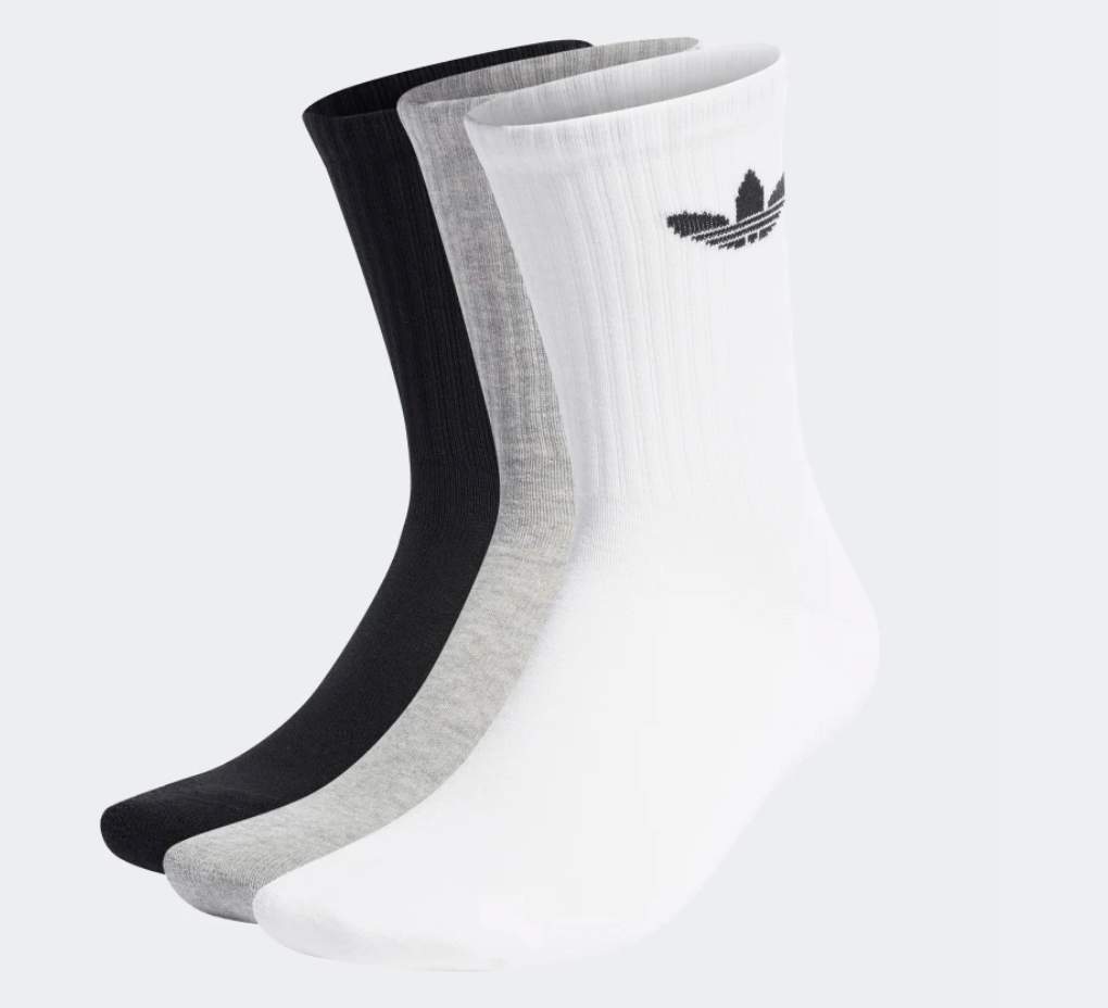 CUSHIONED TREFOIL MID-CUT CREW SOCKS 3 PAIRS