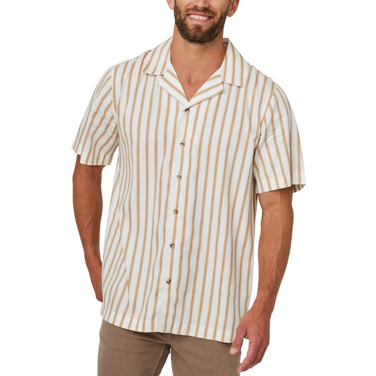 Allgood Men's Striped Bowling Shirt - Beige