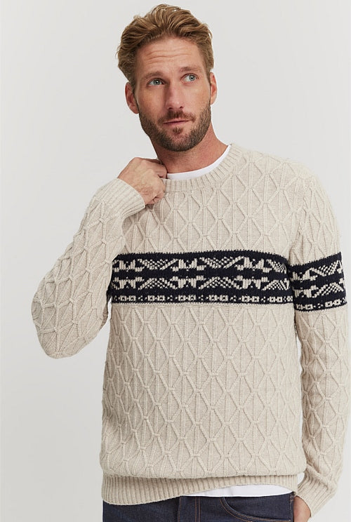 FAIRISLE CABLE CREW KNIT