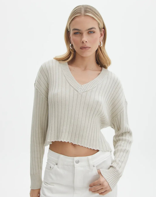 V-Neck Drop Shoulder Knit Jumper